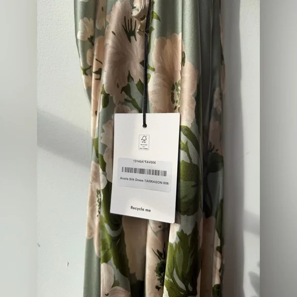 NEW NWT Reformation Anaiis Silk Maxi Dress Tarragon Floral Open Back High Neck 6 - Picture 9 of 17